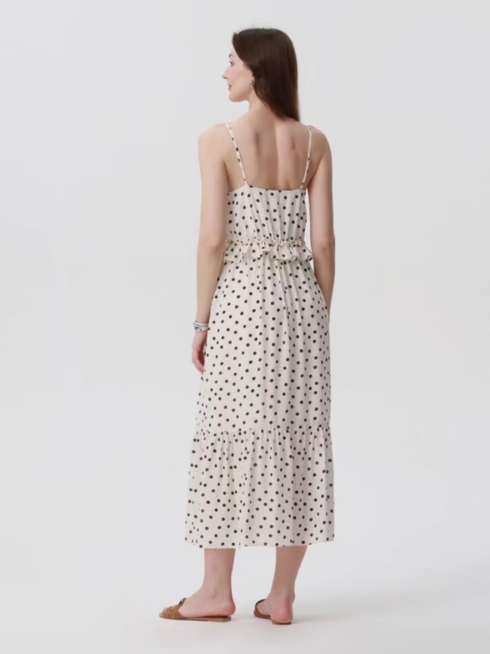 a new day women's tiered Polka Dot A-Line Midi Dress M NWT